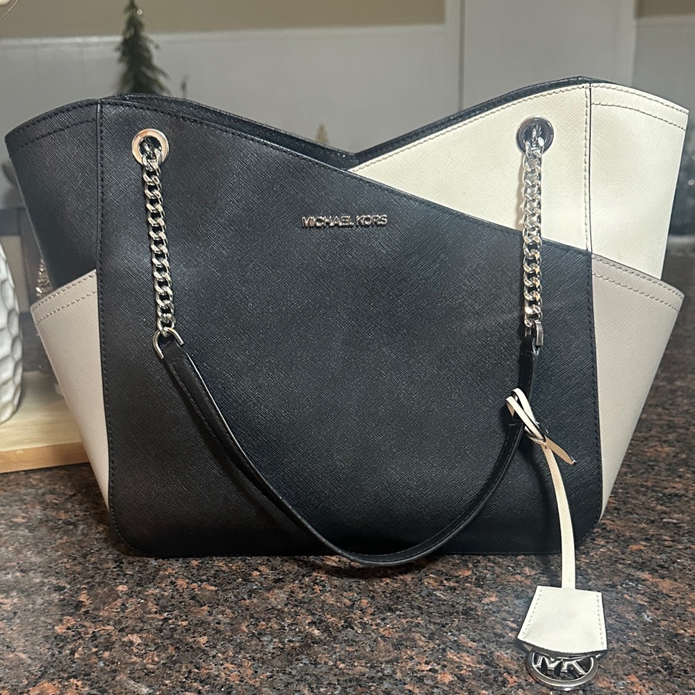 Michael Kors Black, White and Gray Color Block Women's Bag